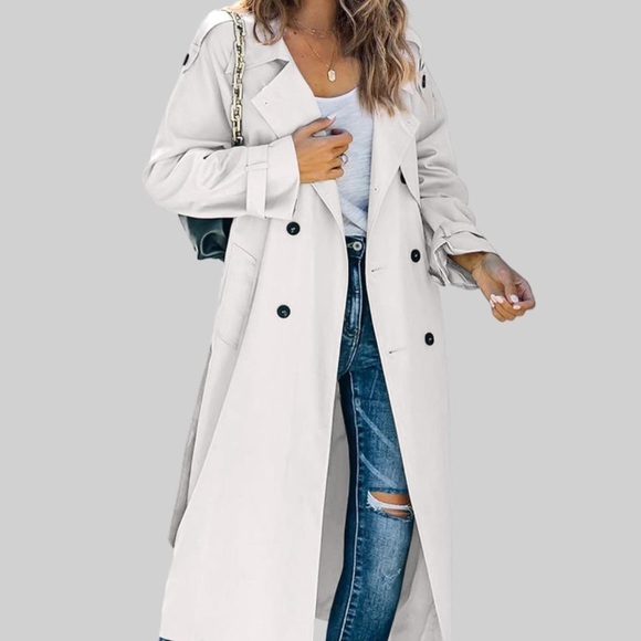 Lapel Long Sleeve Overcoat Outwear Winter Warm Trench Coat Jacket - Picture 5 of 7
